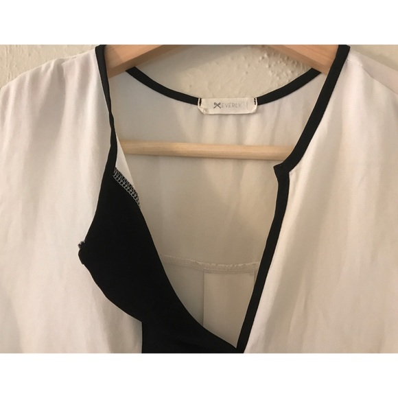 Everly Black White Bold Stripe Blouse Top Shirt - Picture 3 of 4